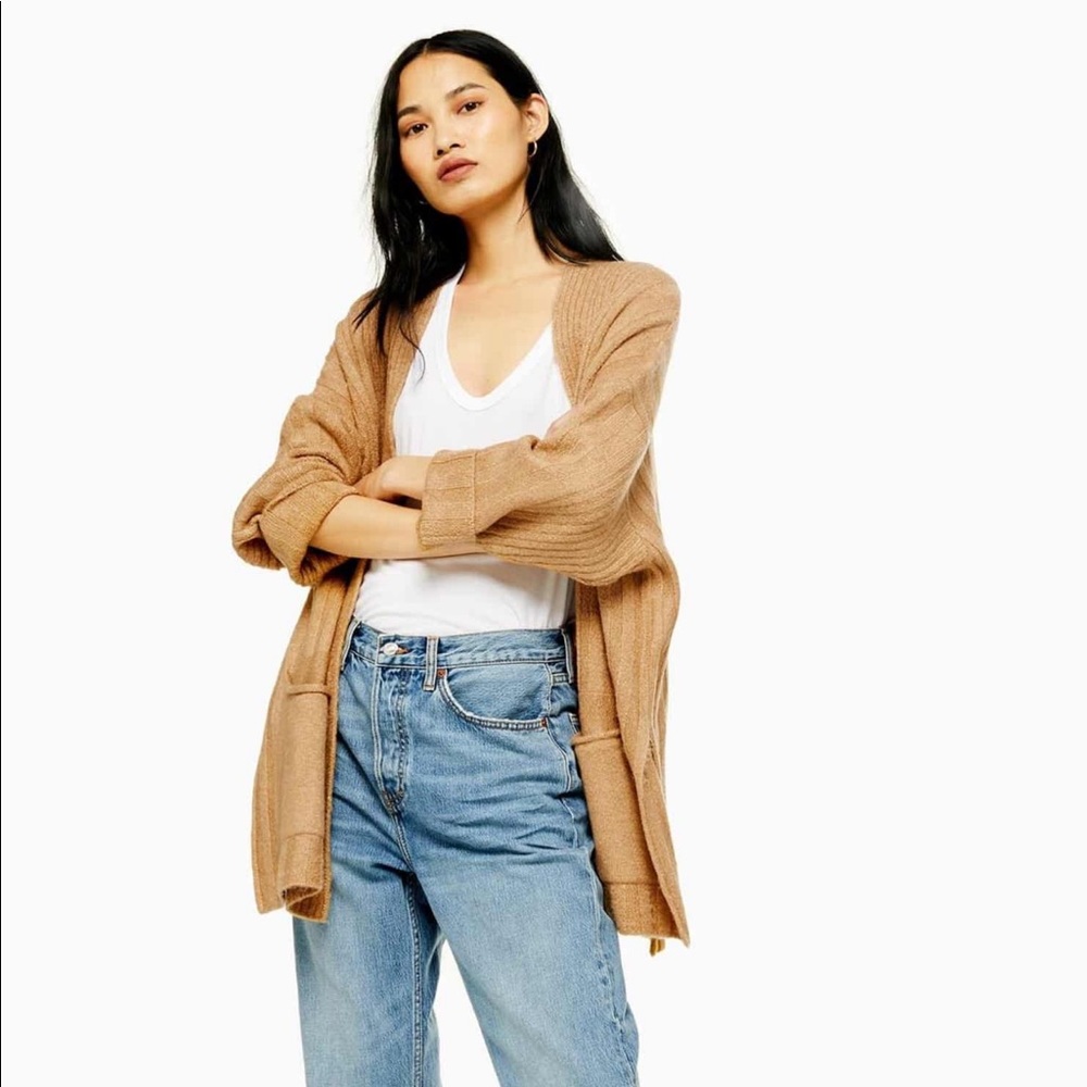 TOPSHOP • Long Oversized Cardigan in Camel NWT - Picture 2 of 5